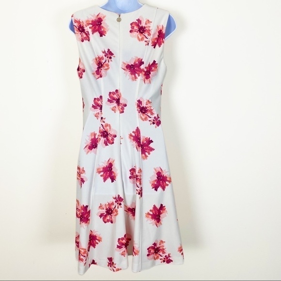 TOMMY HILFIGER Ivory White Pink Floral Sheath Dress Size 8 Cocktail Wedding Work - Picture 4 of 7
